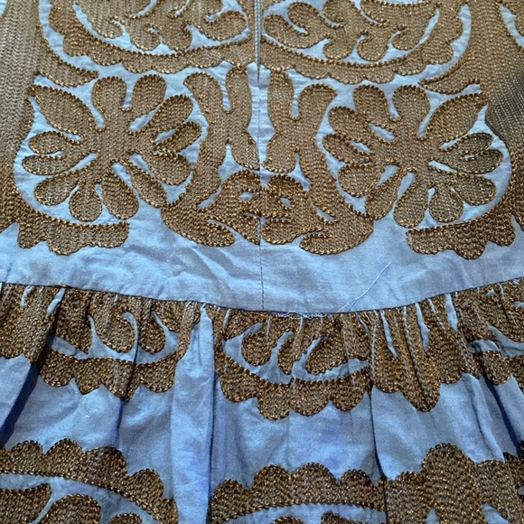 ZARA Cotton Embroidered Azul Blue Dress Size XS - Picture 7 of 11